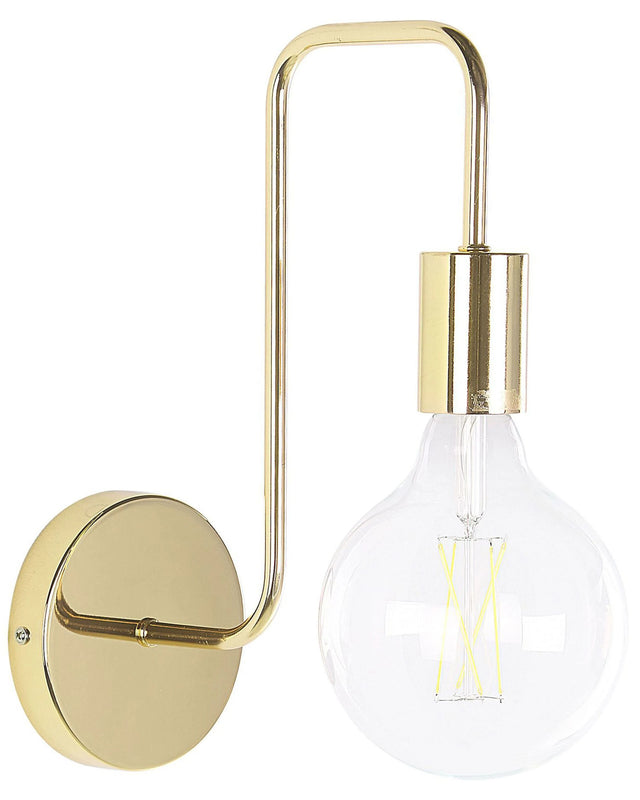 Wall Lamp Gold Metal Sconce Gloss Finish Exposed Light Bulb Glamour Beliani