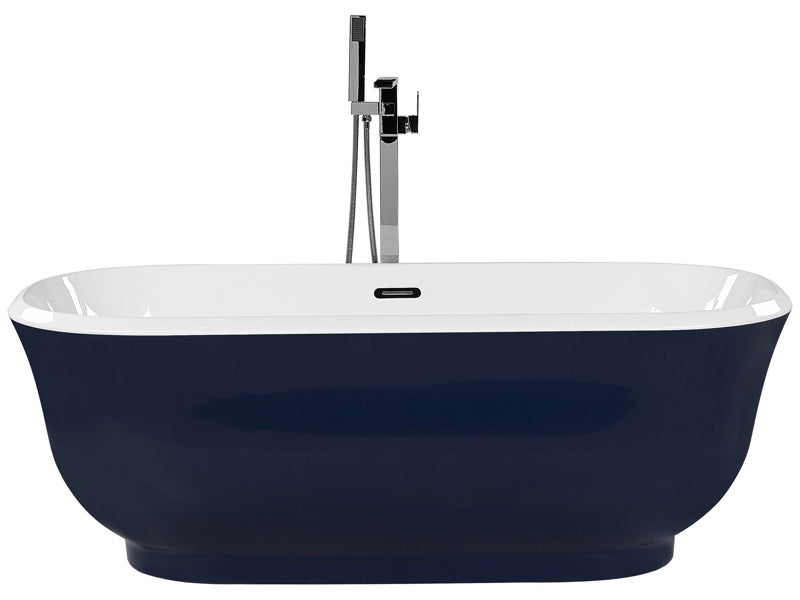 Freestanding Bath Blue Sanitary Acrylic Oval Single 170 x 77 cm Modern Design Beliani