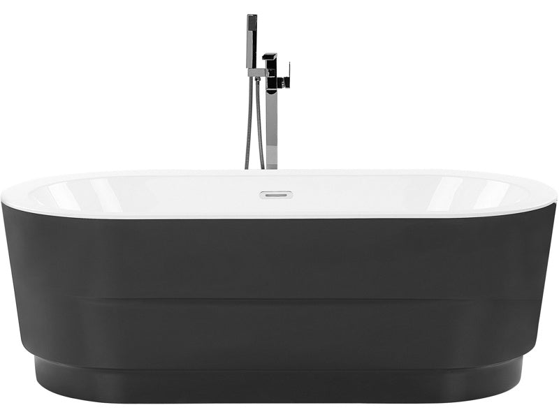 Freestanding Bath Black Sanitary Acrylic Oval Single 170 x 80 cm Modern Design Minimalist Beliani