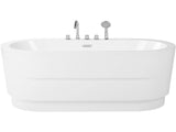 Freestanding Bath White Sanitary Acrylic Oval Single 170 x 80 cm with Fixtures Modern Design Minimalist Beliani