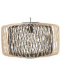 Pendant Lamp Light Wood Black Bamboo Oval Shade Hanging Ceiling Lamp Beliani