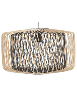 Pendant Lamp Light Wood Black Bamboo Oval Shade Hanging Ceiling Lamp Beliani