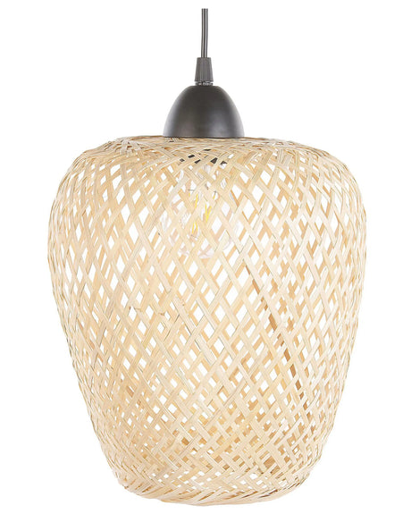 Pendant Lamp Wood Bamboo Wood Boho Design Pendant Light Beliani