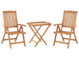 Garden Bistro Set Light Acacia Wood Table 2 Chairs Tray Top Folding UV Resistant Beliani