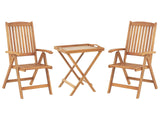 Garden Bistro Set Light Acacia Wood Table 2 Chairs Tray Top Folding UV Resistant Beliani
