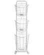 3 Tier Wire Basket Stand White Metal with Castors Handles Detachable Kitchen Bathroom Storage Accessory for Towels Newspaper Fruits Vegetables Beliani