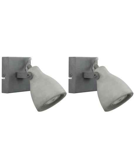 Set of 2 Wall Lamps Grey Sconce Concrete  Natural Cement Adjustable Shade Industrial Beliani