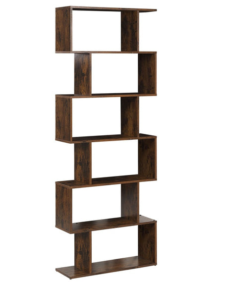 6 Tier Bookcase Dark Wood Engineered Wood Freestanding Open Shelves Industrial Modern Beliani