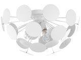 Pendant Lamp White  Metal Hemisphere Shade of Circles 2 Light Bulbs Industrial Art Deco  Beliani