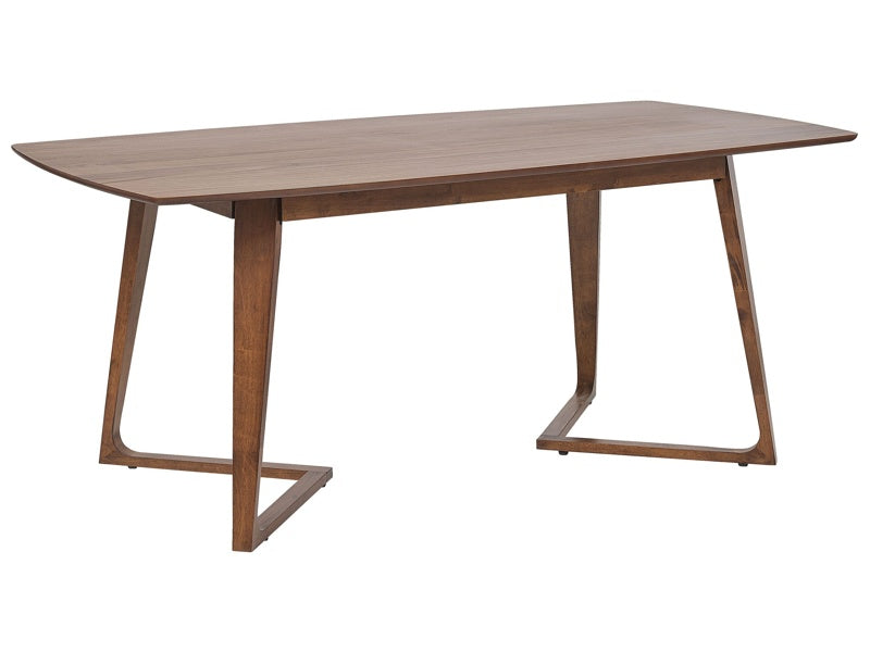 Dining Table Dark Wood Walnut Veneered MDF Rubberwood 180 x 90 cm Stable Base Living Room Beliani