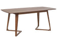 Dining Table Dark Walnut Veneered MDF Rubberwood 180 x 90 cm Stable Base Living Room Beliani