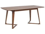 Dining Table Dark Walnut Veneered MDF Rubberwood 180 x 90 cm Stable Base Living Room Beliani