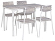 Dining Set Grey Top White Steel Legs Rectangular Table 110 x 70 cm 4 Chairs Modern Beliani