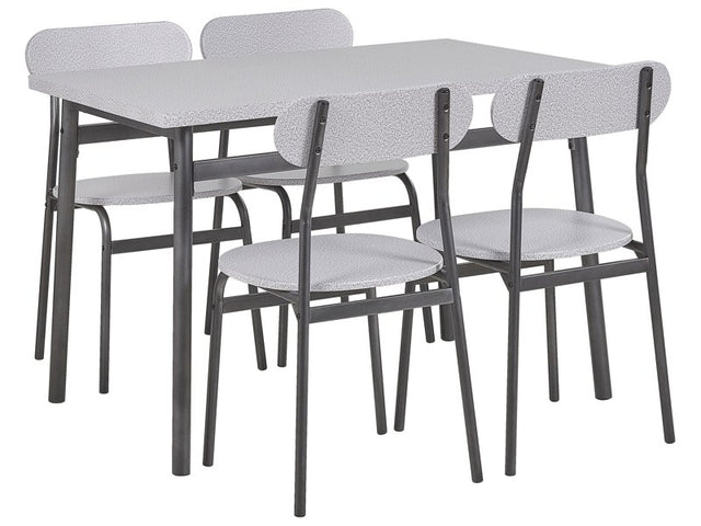 Dining Set Grey Top Black Steel Legs Rectangular Table 110 x 70 cm 4 Chairs Modern Beliani