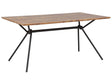 Dining Table Dark Wood Top Black Metal Legs 160 x 90 cm 6 Seater Rectangular Industrial Beliani