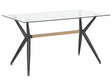 Dining Table Transparent 140 x 80 cm Tempered Glass Top Metal Black Legs Rectangular Modern Industrial Beliani