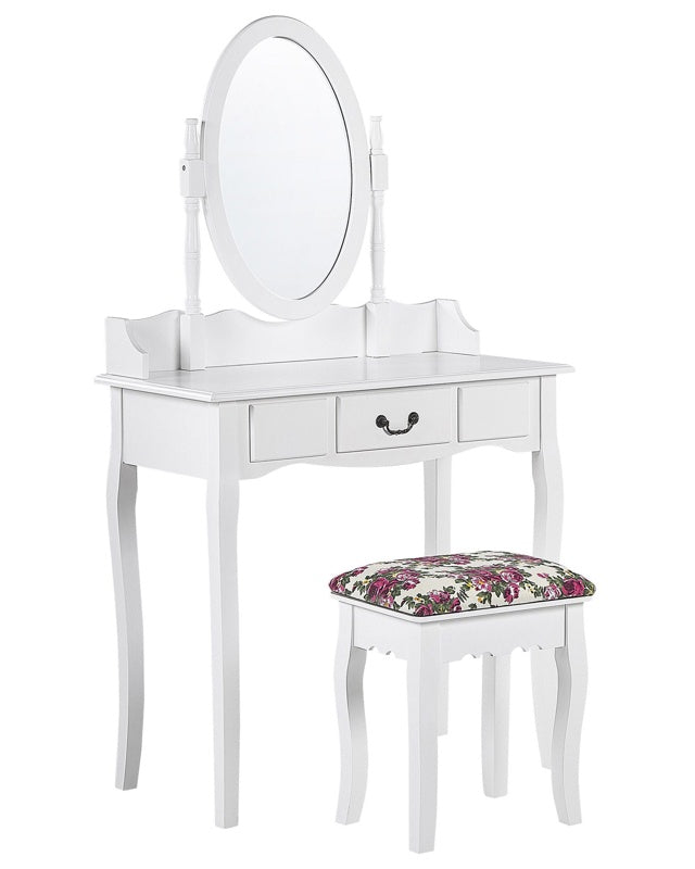 Dressing Table White Drawer Living Room Furniture Retro Design Beliani