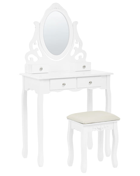 Dressing Table White 4 Drawers Living Room Furniture Scandinavian Design Beliani