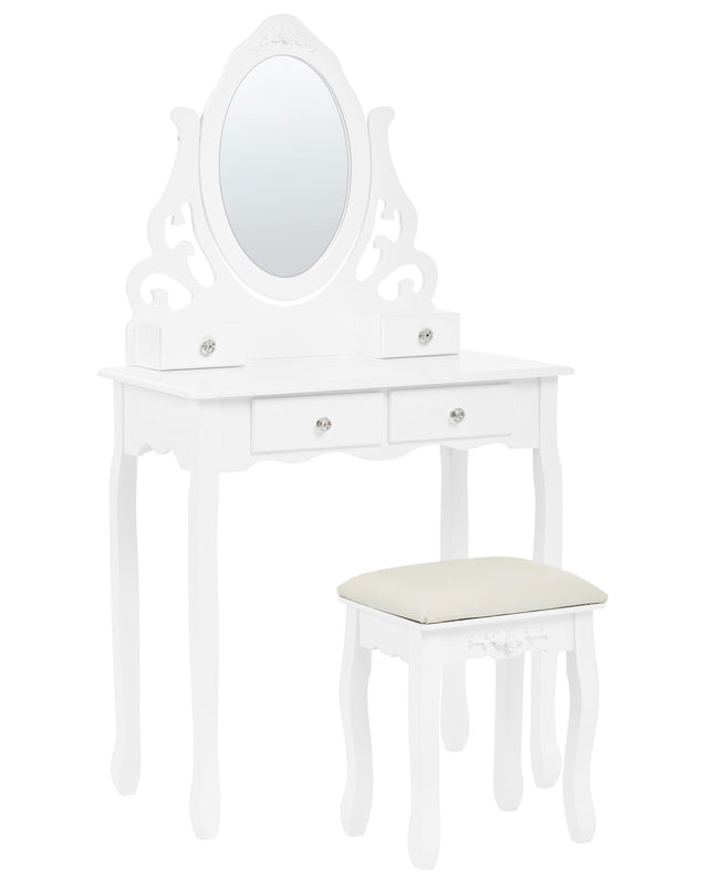 Dressing Table White 4 Drawers Living Room Furniture Scandinavian Design Beliani
