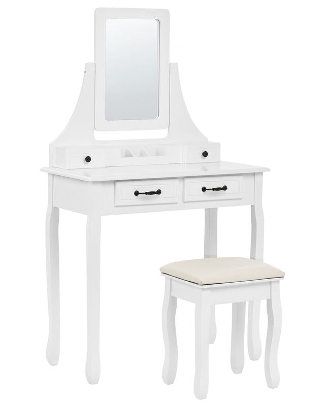 Dressing Table White 4 Drawers Living Room Furniture Glam Design Bedroom Beliani