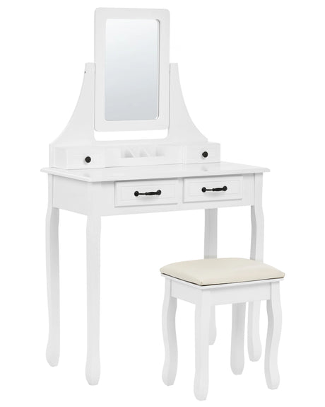 Dressing Table White 4 Drawers Living Room Furniture Glam Design Bedroom Beliani