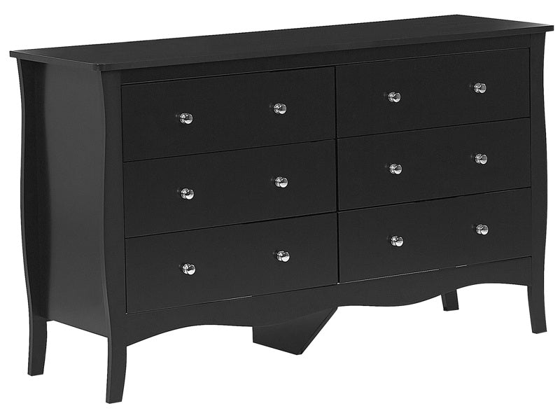 Chest of Drawers Black Sideboard with 6 Drawers 75 x 130 cm Living Room Bedroom Hallway Storage Cabinet Modern French Style Beliani