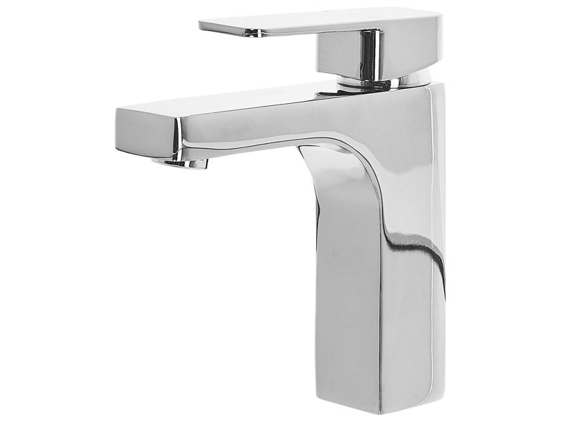 Basin Tap Silver Chromed Metal Bathroom Single Lever Faucet Modern Beliani