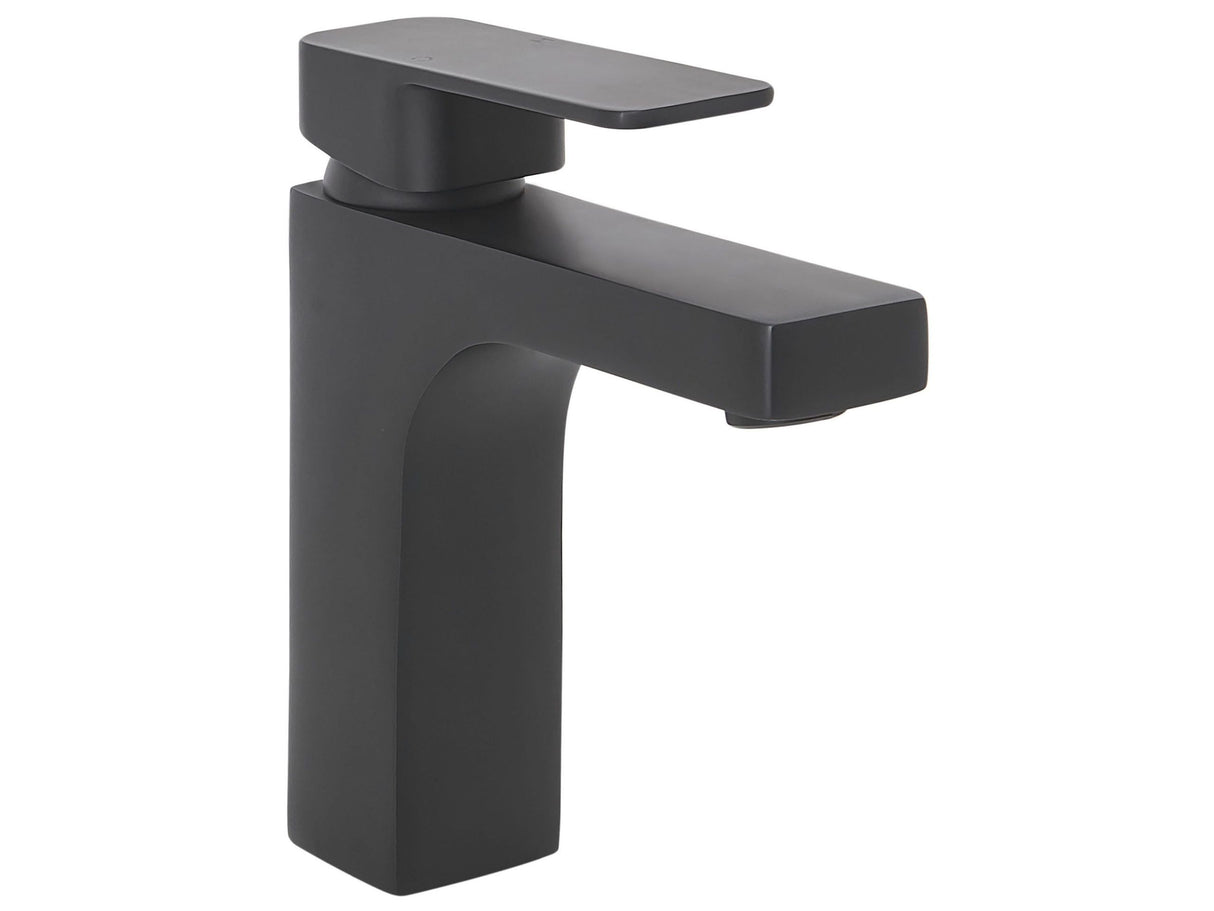 Basin Tap Black Metal Bathroom Single Lever Mat Finish Faucet Modern  Beliani