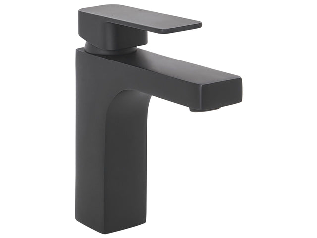 Basin Tap Black Metal Bathroom Single Lever Mat Finish Faucet Modern  Beliani