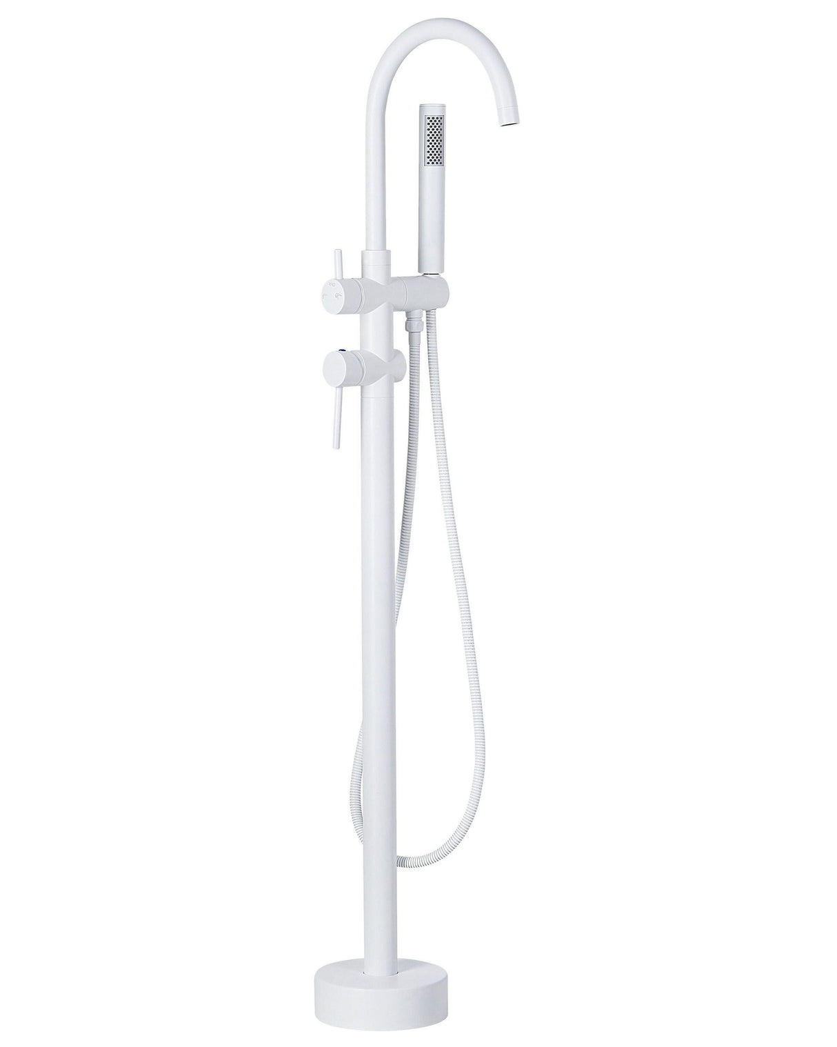 Bath Mixer Tap White Brass Stainless Steel Freestanding Bathtub Faucet with Hand Shower Modern Design Beliani