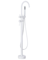 Bath Mixer Tap White Brass Stainless Steel Freestanding Bathtub Faucet with Hand Shower Modern Design Beliani