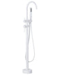 Bath Mixer Tap White Brass Stainless Steel Freestanding Bathtub Faucet with Hand Shower Modern Design Beliani