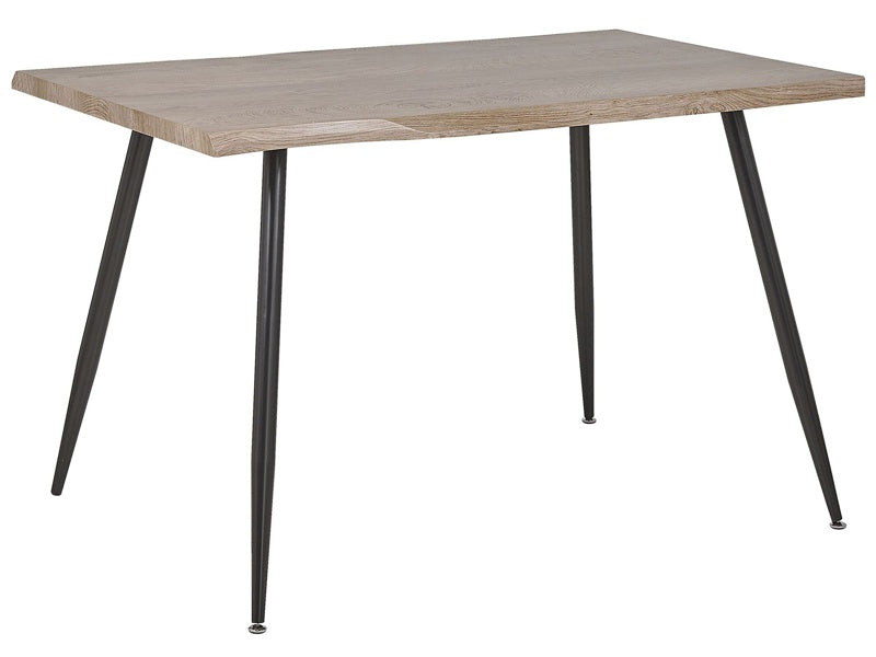 Dining Table Light Wood MDF Tabletop 120 x 80 cm Black Metal Legs 4 Seater Minimalist Table Beliani