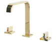 Basin Mixer Tap Gold Glossy Metal Brass Modern Bathroom Twin Lever Faucet Beliani