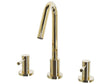 Basin Mixer Tap Gold Glossy Metal Brass Modern Bathroom Twin Lever Faucet Beliani