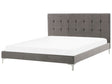 Bed Frame Grey Velvet Upholstery EU Super King Size 6ft with Sprung Slatted Base and Button-Tufted Headboard Beliani