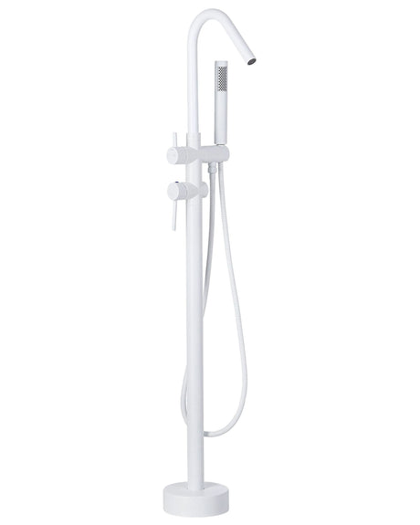 Bathtub Faucet White Matt Freestanding 118 cm with Hand Shower Modern Beliani