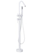 Bathtub Faucet White Matt Freestanding 118 cm with Hand Shower Modern Beliani