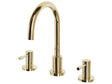 Basin Mixer Tap Gold Brass Two Levers Curved Spout Beliani