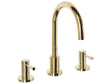 Basin Mixer Tap Gold Brass Two Levers Curved Spout Beliani