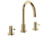 Basin Mixer Tap Gold Brass Two Levers Curved Spout Beliani
