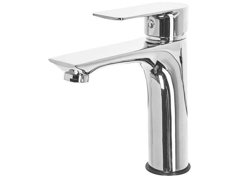 Basin Mixer Tap Silver Brass Single Lever Flat Spout Beliani