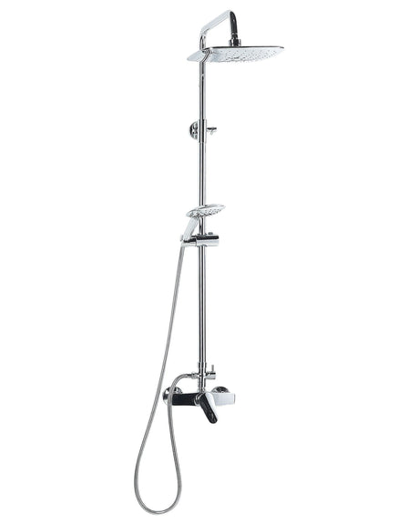 Modern Mixer Set Chrome Silver Brass Rain Function Hand Shower Beliani