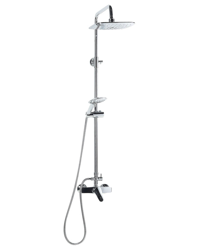 Modern Mixer Set Chrome Silver Brass Rain Function Hand Shower Beliani