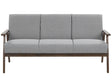 Sofa Grey Polyester Upholstery 3 Seater Retro Design Wooden Frame Living Room Couch Beliani