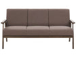 Sofa Brown Polyester Upholstery 3 Seater Retro Design Wooden Frame Living Room Couch Beliani