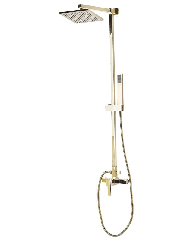 Modern Mixer Set Gold Brass Rainfall Hand Shower Wall Mounted Beliani