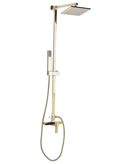 Modern Mixer Set Gold Brass Rainfall Hand Shower Wall Mounted Beliani