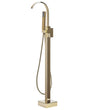 Bath Mixer Tap Gold Gloss Brass Freestanding Bathtub Faucet with Hand Shower Floor Mounted Modern Design Beliani