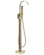 Bath Mixer Tap Gold Gloss Brass Freestanding Bathtub Faucet with Hand Shower Floor Mounted Modern Design Beliani